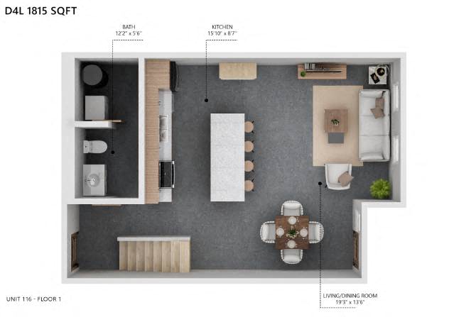 Floor plan for 3 beds, 4 baths, 1815 sqft